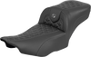SADDLEMEN Roadsofa™ Extended Reach Seat for FLH/FLT '23-'25 - Gray Stitch, Part Number 823-07-21102