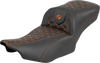 SADDLEMEN Roadsofa™ Extended Reach Seat for FLH/FLT '23-'25 - Orange Stitch | Part No. 823-07-21103