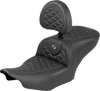 SADDLEMEN Roadsofa™ Seat with Backrest for FLH/FLT 2023-2025 – Gray Stitch, Part Number 823-07-210B2
