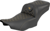 SADDLEMEN Roadsofa™ Extended Reach Seat for FLH/FLT '23-'25 - Gold Stitch, Part Number 823-07-21107
