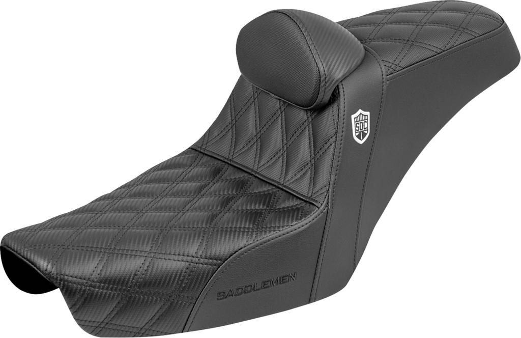 SADDLEMEN Step-Up Seat with Gripper and Backrest for FXD 1996-2003 – Black SaddleHyde™ Cover Part SC89604DB0