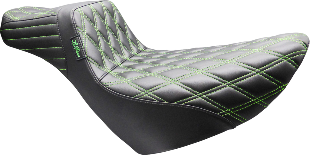 LE PERA Tailwhip Daddy Long Legs Seat - Double Diamond Green Stitch for FL/FX 2018-2026 | Part LYR-580DLDD-GN07
