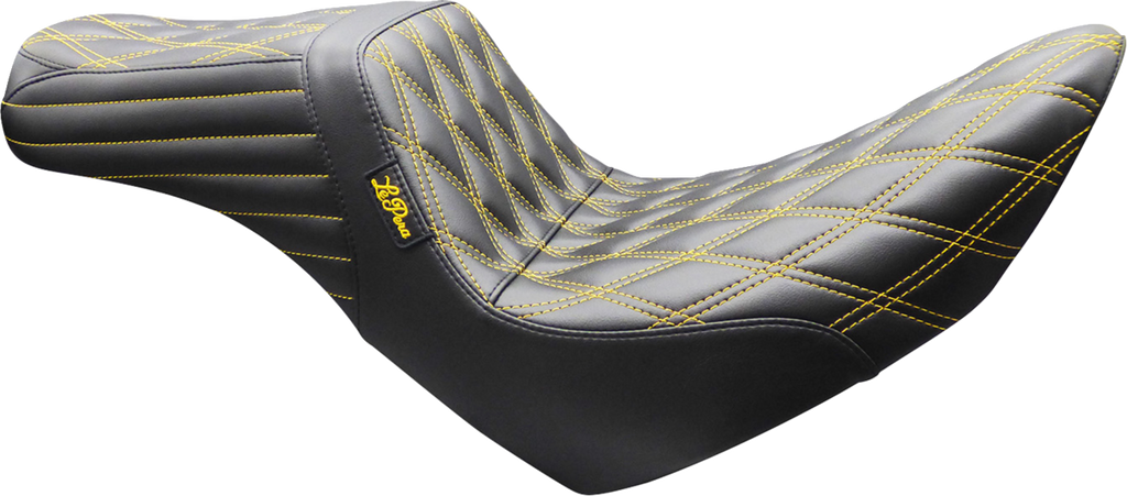 LE PERA Tailwhip Seat - Double Diamond Gold Stitch for FL/FX 2018-2026 - Part Number LYR-580DD-GD02
