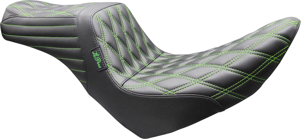 LE PERA Tailwhip Seat - Double Diamond Green Stitch for FL/FX 2018-2026, Part Number LYR-580DD-GN07