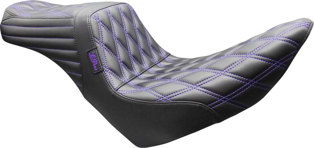 LE PERA Tailwhip Seat - Double Diamond Purple Stitch for FL/FX '18-'26 - Part Number LYR-580DD-P01