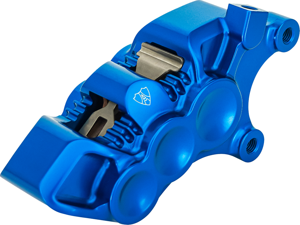 Arlen Ness Monoblock Axial Six-Piston Brake Caliper, Right Side, Blue, Part 320-117