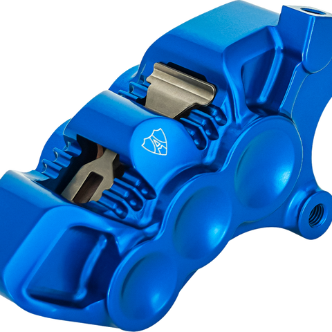 Arlen Ness Monoblock Axial Six-Piston Brake Caliper, Right Side, Blue, Part 320-117