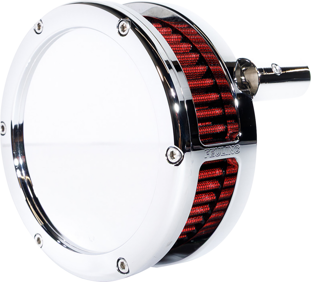 FEULING PARTS BA Slim Air Cleaner Kit for Twin Cam - Chrome with Red Filter - Part #5447-S