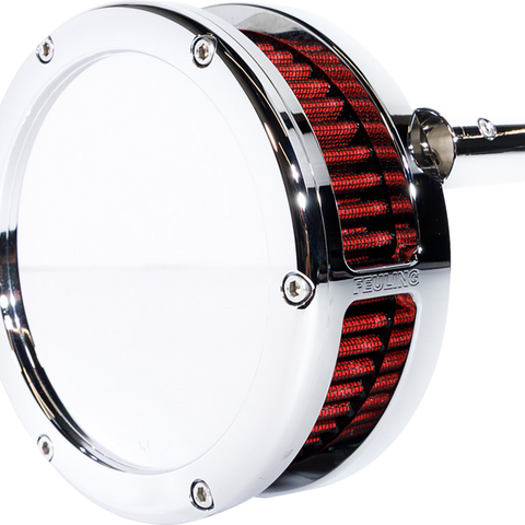 FEULING PARTS BA Slim Air Cleaner Kit for Twin Cam - Chrome with Red Filter - Part #5447-S