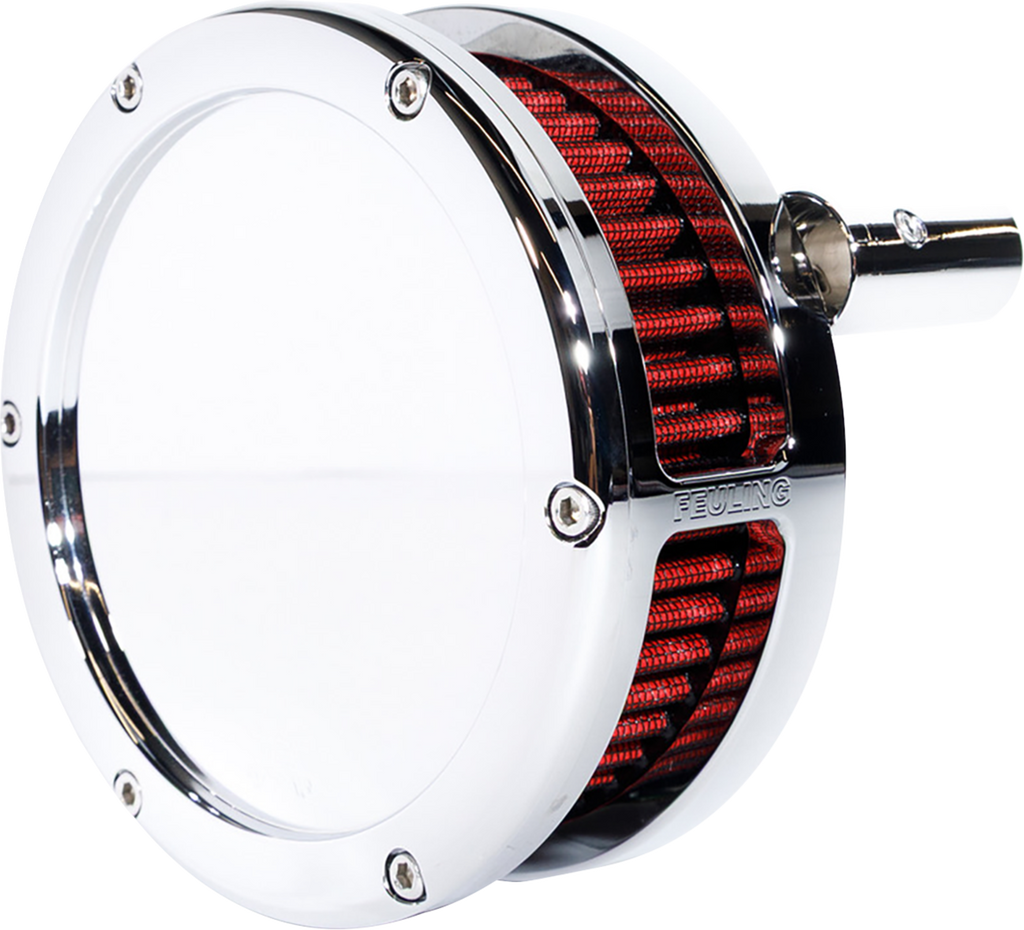FEULING PARTS BA Slim Air Cleaner Kit for 2008-2017 Harley Twin Cam Engines, Chrome with Red Filter - Part 5457-S