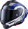 Alpinestars Supertech R10 Helmet - Arius Gloss Black/White/Blue, XL (Part No. 8203926-1647-XL)