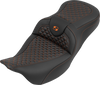 SADDLEMEN Roadsofa™ Seat without Backrest for Harley FLH/FLT 2008-2025 – Dragon Stitch Orange Stitch - Part 808-07B-20803