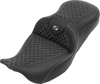 SADDLEMEN Roadsofa™ Seat without Backrest for FLH/FLT 2008-2025 – Dragon Stitch Silver by SADDLEMEN Part 808-07B-20805