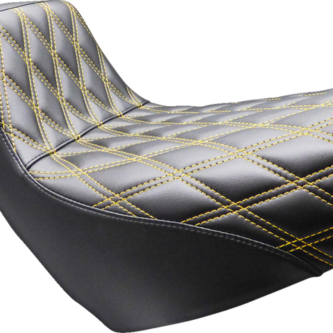 LE PERA Tailwhip Daddy Long Legs Seat with Double Diamond Gold Stitch for FL/FX 2018-2026 - Part Number LYR-580DLDD-GD02