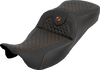 SADDLEMEN Extended Reach RoadSofa™ Seat for FLH/FLT 2008-2025 - Dragon Scale Orange Stitch