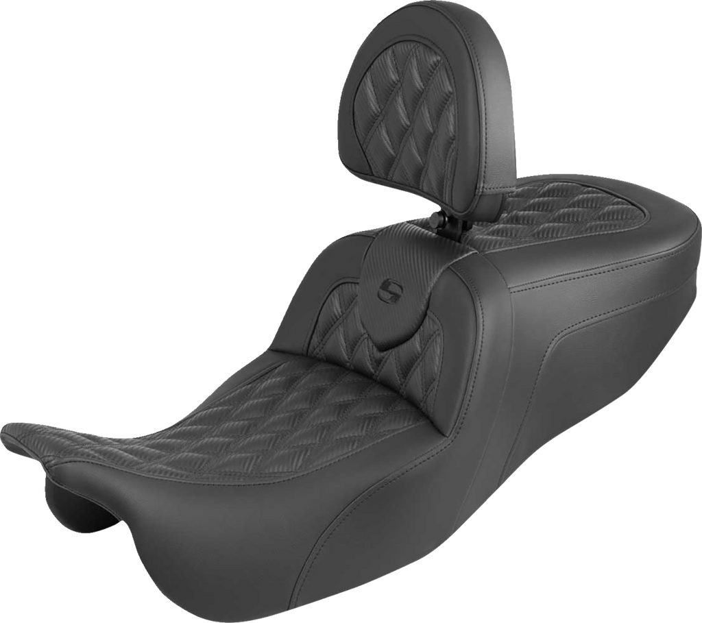 SADDLEMEN Roadsofa™ Seat with Backrest - Carbon Fiber Lattice Stitch, Part 815-07-206B0
