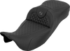 SADDLEMEN Extended Reach RoadSofa™ Seat for FLH/FLT '08-'25 - Dragon Scale Gray Stitch, Part 808-07B-20902