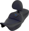 SADDLEMEN RoadSofa™ Seat with Backrest for Touring Bikes (2008-2025) - Dragon Scale Blue Stitch, Part 808-07B-208B1