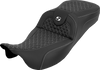 SADDLEMEN Extended Reach RoadSofa™ Seat for FLH/FLT 2008-2025 - Dragon Scale White Stitch