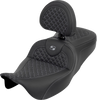 SADDLEMEN RoadSofa™ Seat with Backrest - Dragon Scale Gray Stitch for Touring Motorcycles 2008-2025 (Part Number 808-07B-208B2)