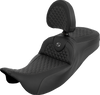 SADDLEMEN Extended Reach RoadSofa™ Seat with Backrest for Touring Models 2008-2025, Dragon Scale Gray Stitch - Part 808-07B-209B2