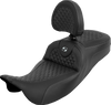 SADDLEMEN Extended Reach RoadSofa™ Seat with Backrest - Dragon Scale Silver Stitch for Touring Bikes 2008-2025 Part 808-07B-209B5