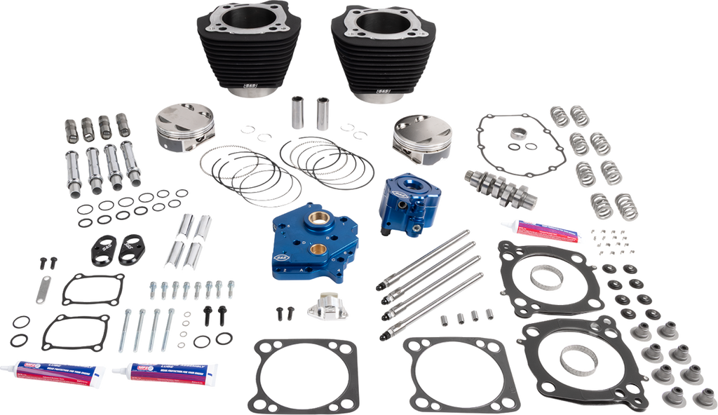 S&S Cycle 132" Power Package HPT496 for M8 Engines - Chain Drive, Oil Cooled, Black Finish