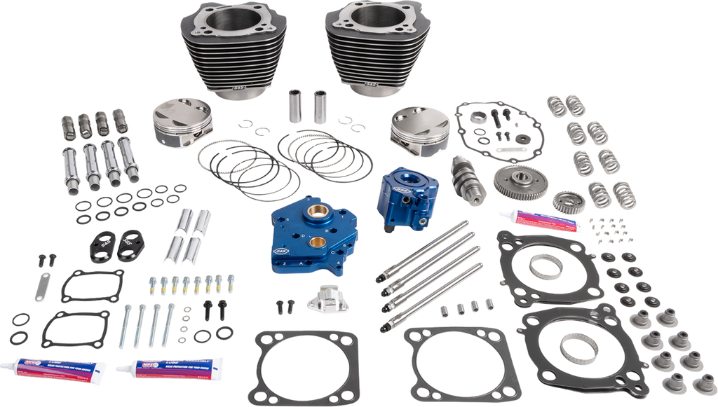 S&S Cycle 132 Inch Power Package for M8 Engines - HPT496 Cam, Oil Cooled, Black Granite Finish