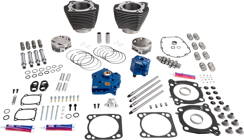 S&S CYCLE 132" Power Package HPT496 for M8 Engines - Chain Drive, Water Cooled, Black with Highlights (Part #310-1401)