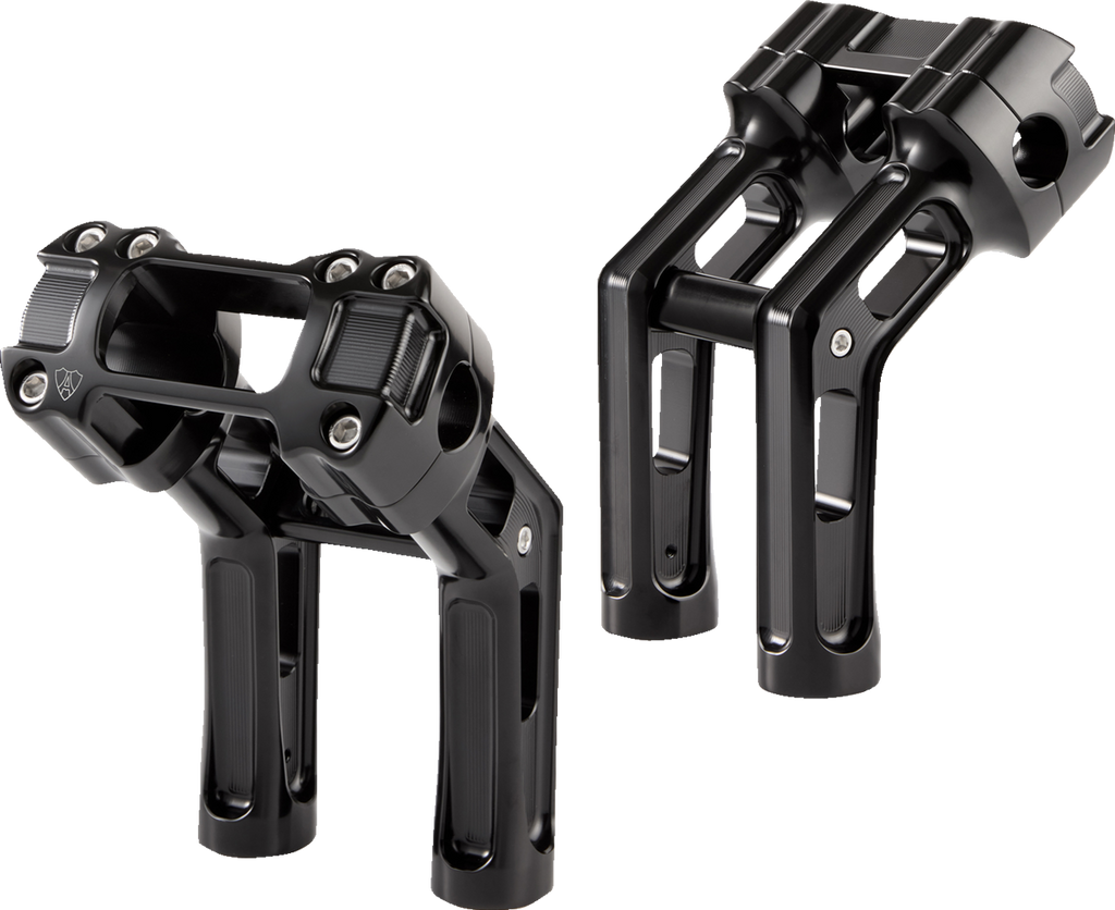 Arlen Ness Wayback Billet Handlebar Risers for Harley-Davidson Softail, Black - 520-066