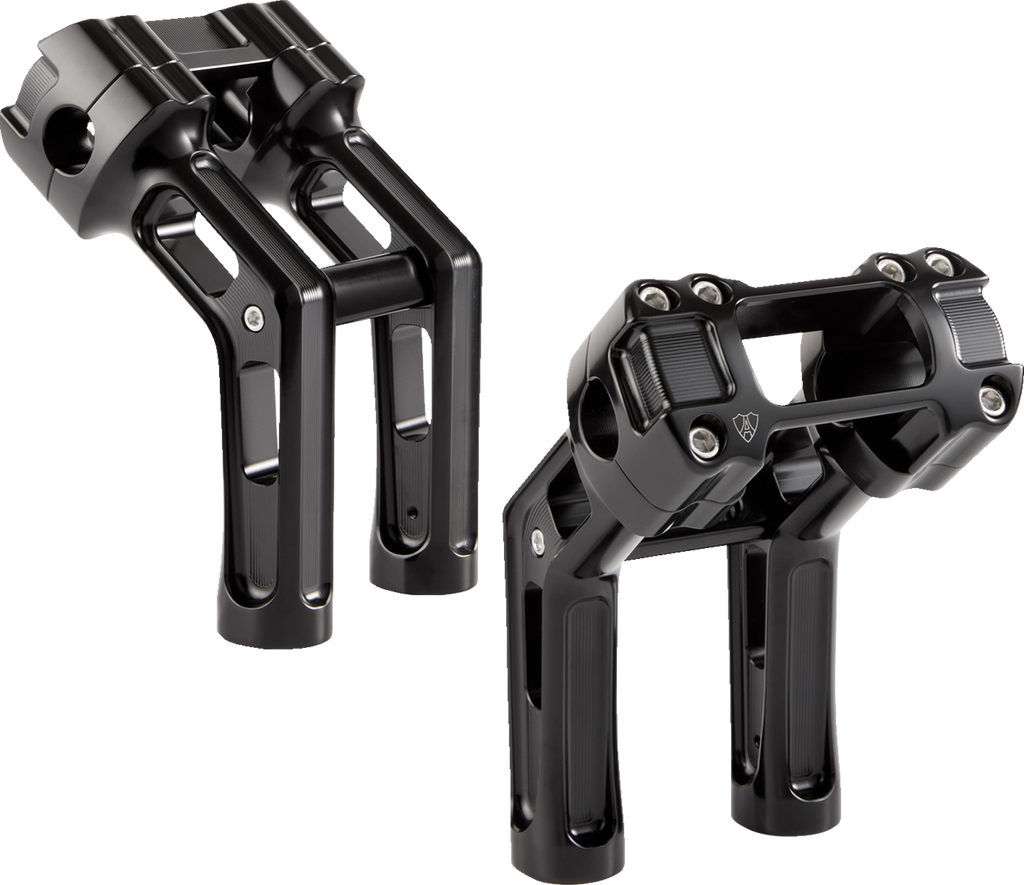 Arlen Ness Wayback Billet Handlebar Risers for Harley-Davidson Softail, Black - 520-066