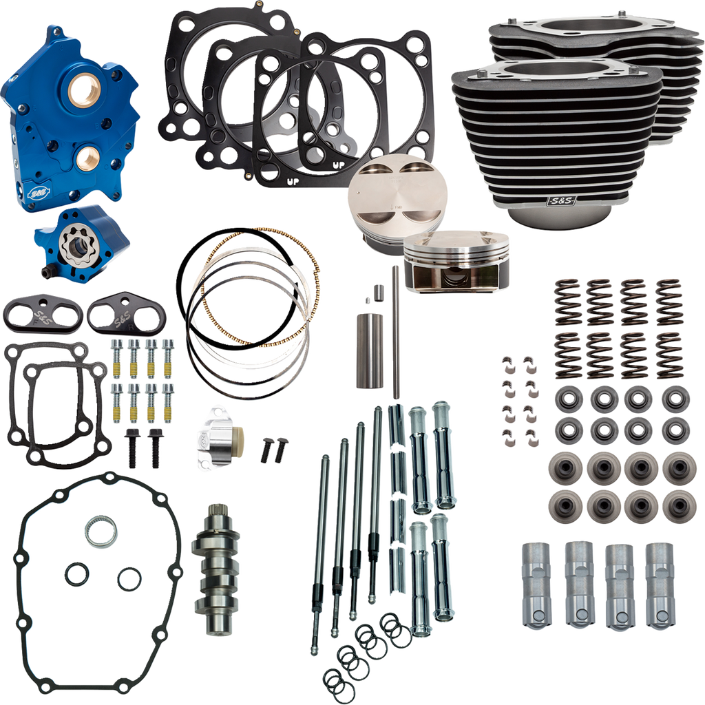 S&S CYCLE Power Pack - Water Cooled 550C with Wrinkle Black Finish and Chrome Pushrod Tubes (Part No. 310-1050D)