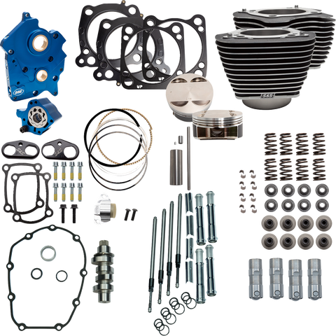S&S CYCLE Power Pack - Water Cooled 550C with Wrinkle Black Finish and Chrome Pushrod Tubes (Part No. 310-1050D)