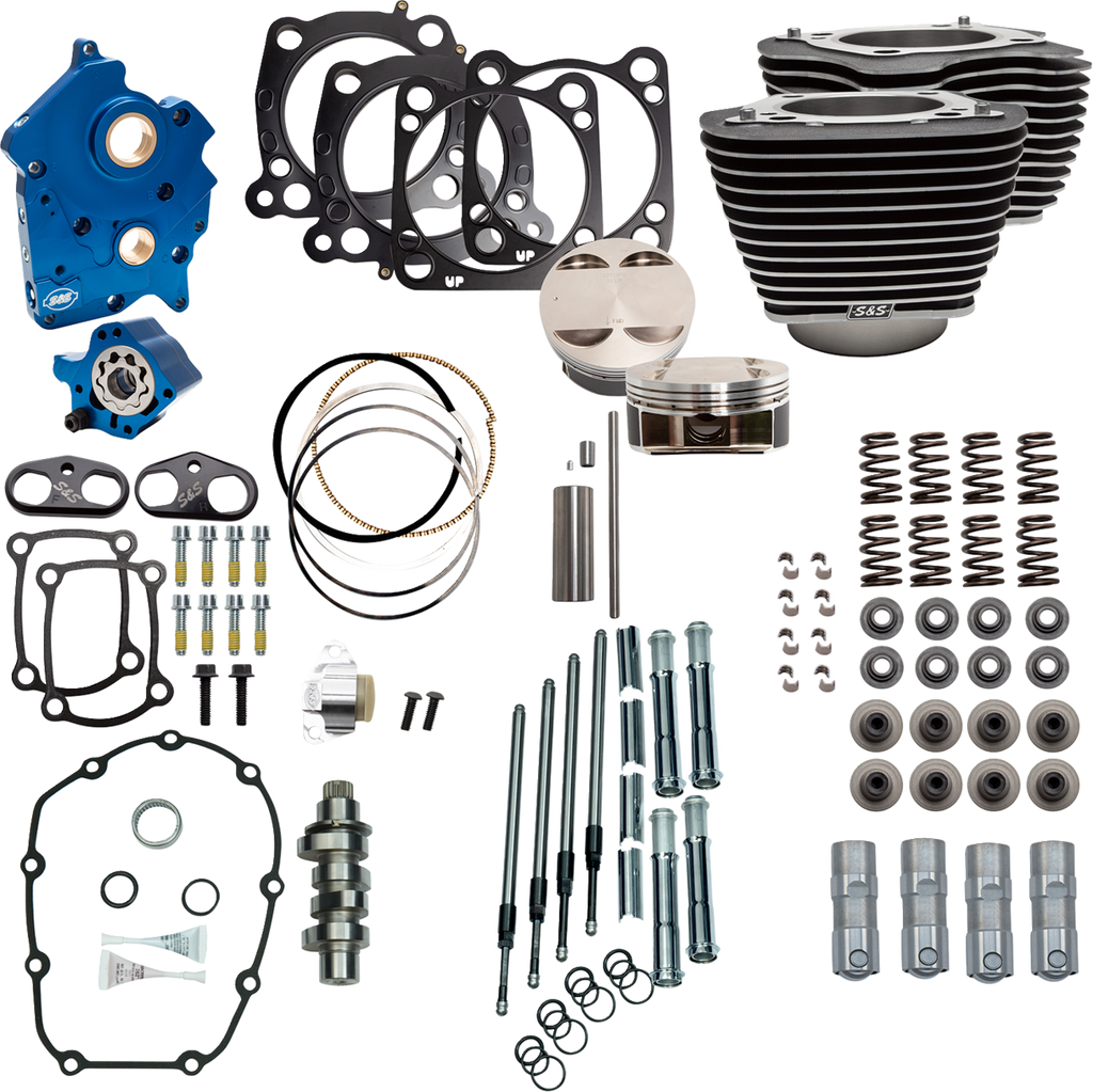 S&S Cycle Power Pack 550C Oil Cooled Performance Kit with Chrome Pushrod Tubes and Wrinkle Black Finish – Part 310-1052D
