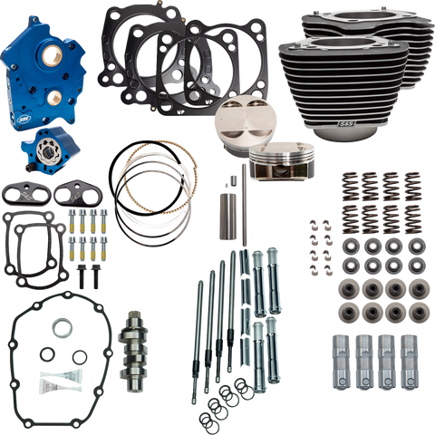 S&S Cycle Power Pack 550C Water Cooled Engine Kit with Chrome Pushrod Tubes and Wrinkle Black Finish - Part #310-1101D
