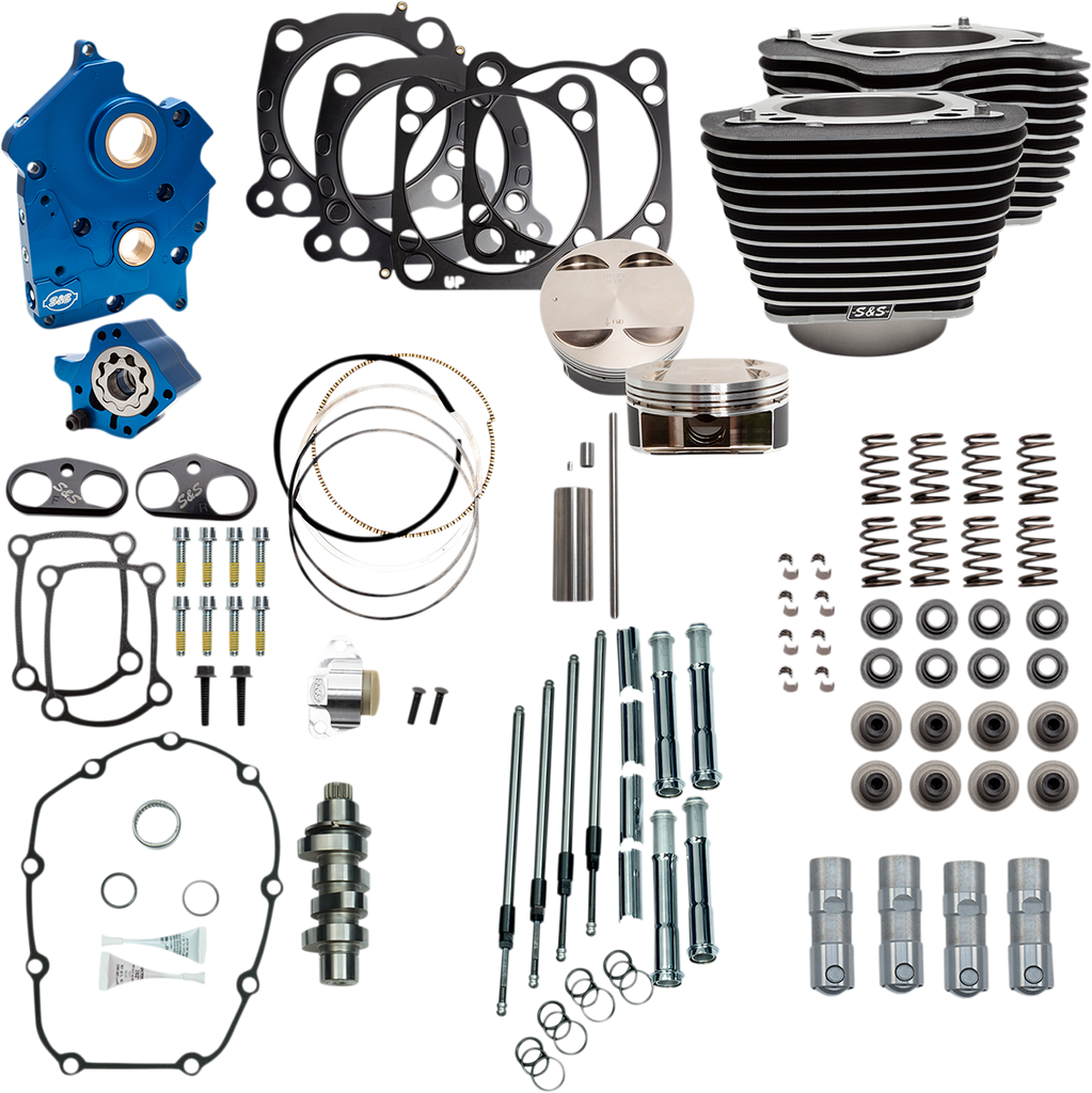 S&S CYCLE Power Pack Oil Cooled 550C Wrinkle Black with Highlights and Chrome Pushrod Tubes - Part 310-1103D
