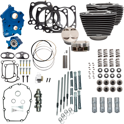 S&S CYCLE Power Pack Oil Cooled 550C Wrinkle Black with Highlights and Chrome Pushrod Tubes - Part 310-1103D