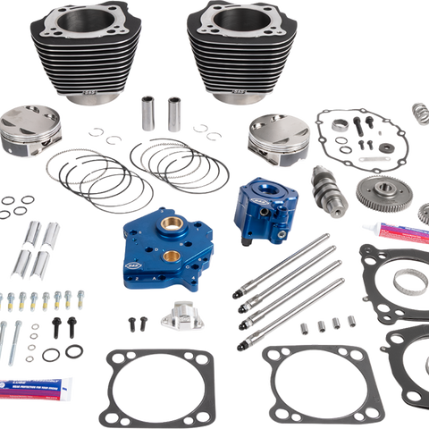 S&S Cycle Power Pack for M8 Models with 496 Camshaft - Oil Cooled Chain Drive - Wringkle Black with Highlight - Part #310-1396A