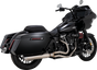 Vance & Hines 27347 Gaslighter 2-into-1 Exhaust System for M8 Touring Bikes - Brushed Finish