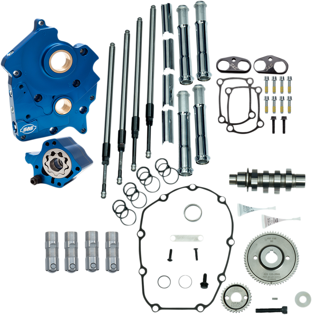 S&S Cycle Cam Chest Kit for M8 Models with VVT - Water Cooled, Gear Drive, 465 Cam - Chrome Pushrod Tubes (Part #310-1001B)