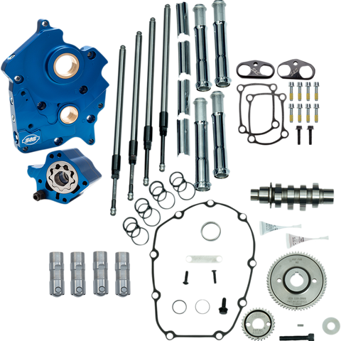 S&S Cycle Cam Chest Kit for M8 Models with VVT - Water Cooled, Gear Drive, 465 Cam - Chrome Pushrod Tubes (Part #310-1001B)