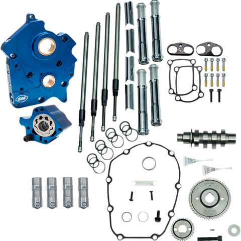 S&S Cycle Cam Chest Kit for M8 Models with VVT - Water Cooled Gear Drive System with 475 Cam - Chrome Pushrod Tubes, Part No. 310-1002B