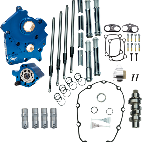 S&S CYCLE Cam Chest Kit 310-1003C for M8 Engines with VVT, 465 Cam, Oil Cooled, Chain Drive, Chrome Pushrod Tubes