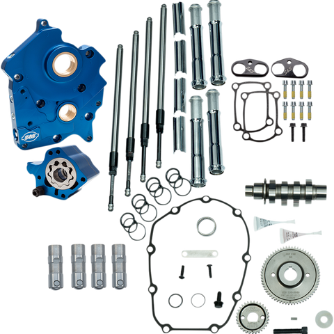 S&S CYCLE Cam Chest Kit for M8 Models with VVT – 465 Cam, Oil Cooled, Gear Drive, Chrome Pushrod Tubes (Part #310-1005B)