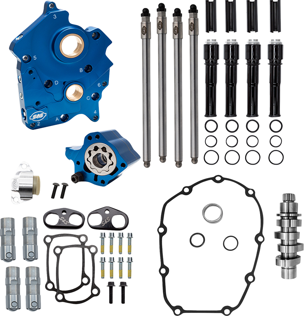 S&S Cycle 310-1379A Cam Chest Kit for M8 Engines with VVT, Oil Cooled, 496 Cam, Black Pushrod Tubes