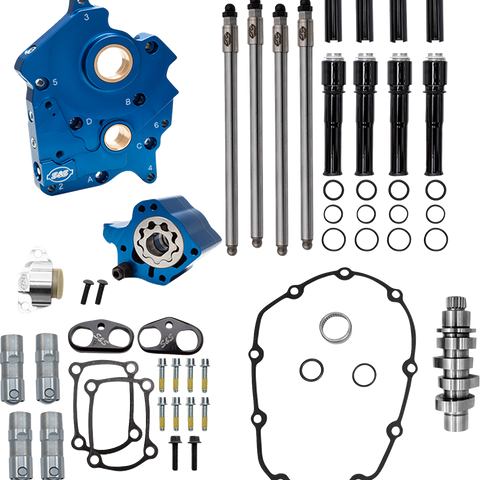 S&S Cycle 310-1379A Cam Chest Kit for M8 Engines with VVT, Oil Cooled, 496 Cam, Black Pushrod Tubes