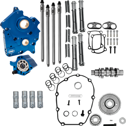 S&S Cycle Cam Chest Kit for M8 Models with VVT - 496 Cam - Oil Cooled Gear Drive - Chrome Pushrod Tubes - Part #310-1382A