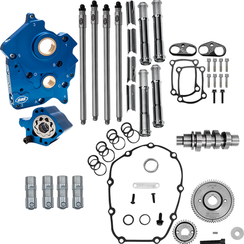 S&S Cycle Cam Chest Kit for M8 Models with VVT - 496 Cam - Water Cooled, Gear Drive, Chrome Pushrod Tubes | Part No. 310-1386A