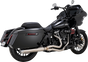 Vance & Hines 27346 Gaslighter 2-Into-1 Exhaust System for M8 Touring with Brushed Finish