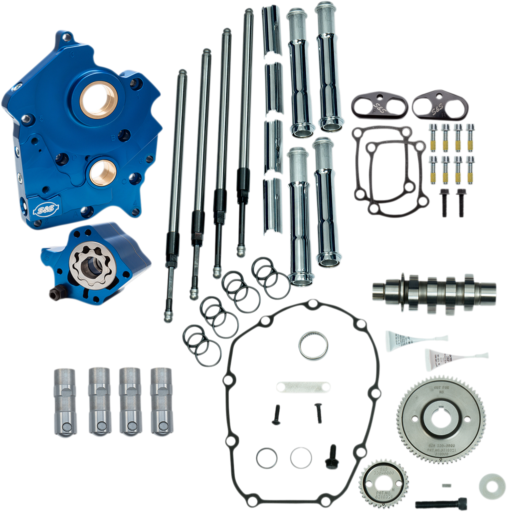 S&S Cycle Cam Chest Kit for M8 Models with VVT – 475 Cam, Gear Drive, Oil Cooled, Chrome Pushrod Tubes (Part #310-1006B)